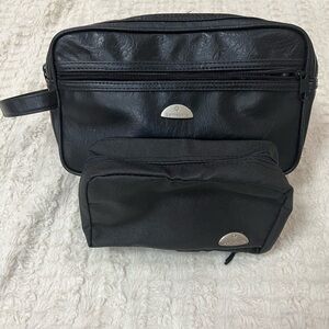 Samsonite Bundle of Two Black Double Zip Toiletry Kit Travel Accesories Bags
